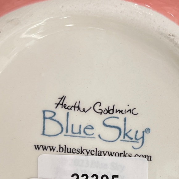 Blue Sky Clayworks Pink Cherries with Bee and Flowers Ceramic Mug NWT - Picture 4 of 5